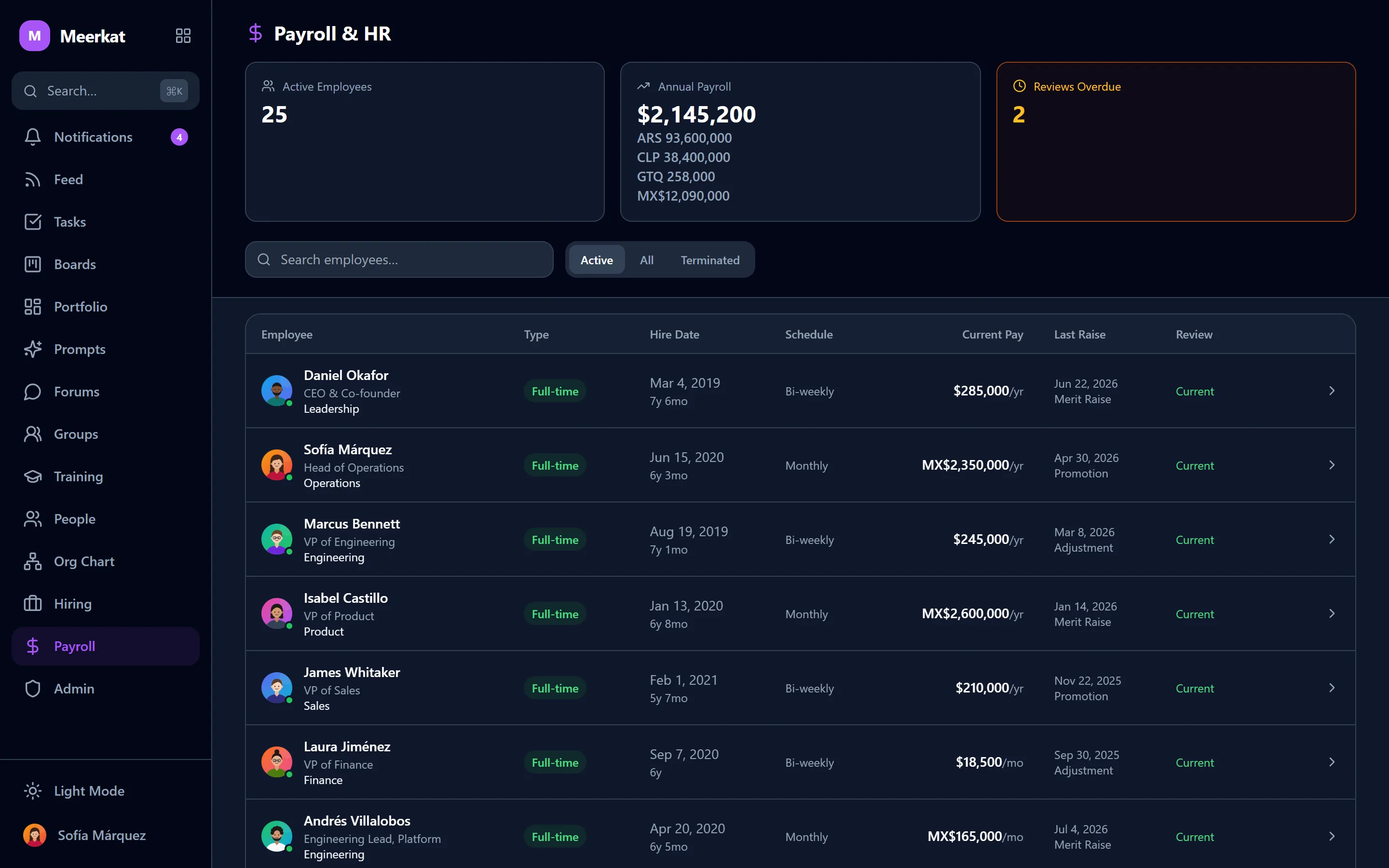 Payroll in Meerkat